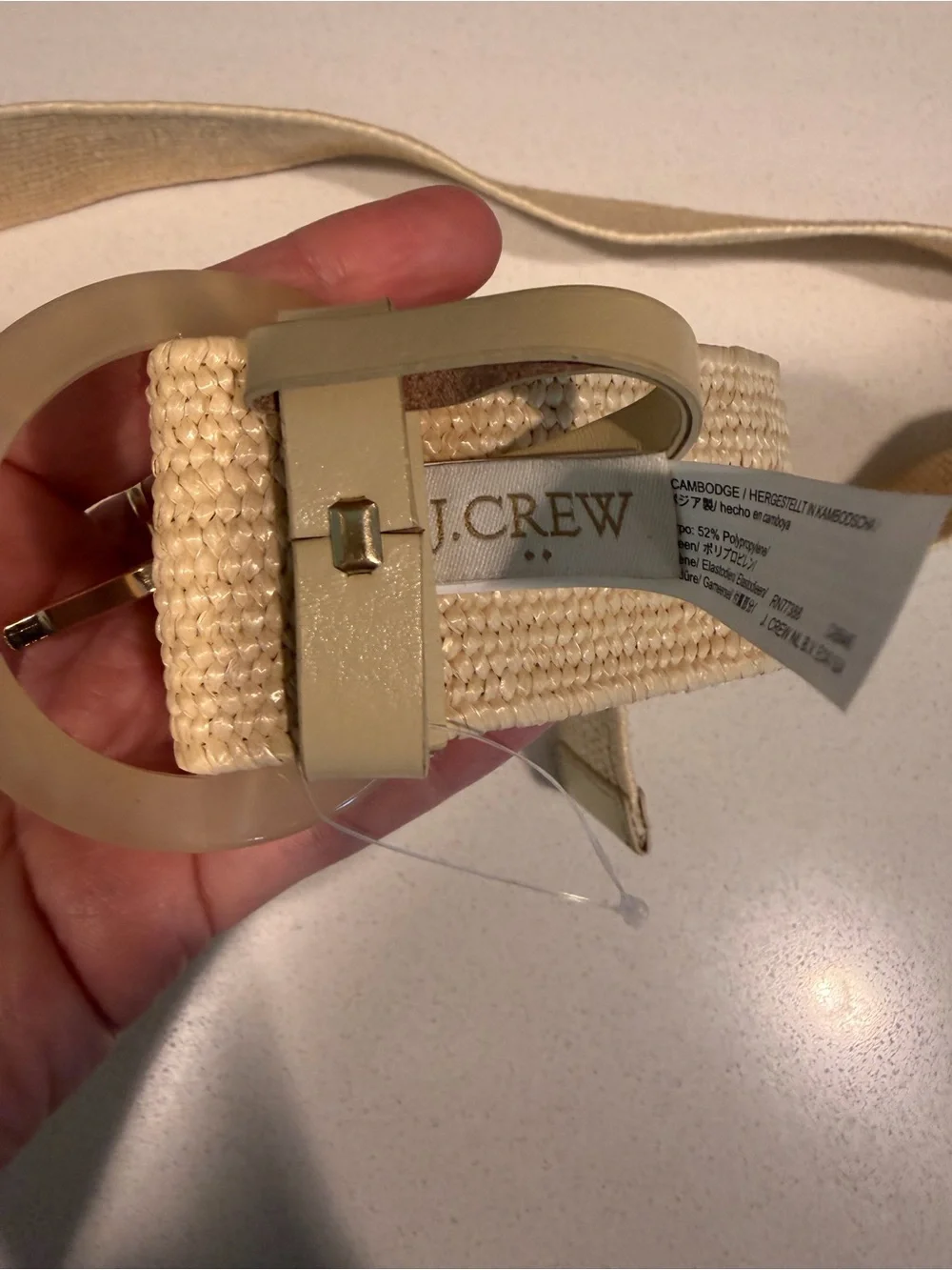 J. Crew Cream Woven Belt with Round Resin Buckle - Picture 3 of 6